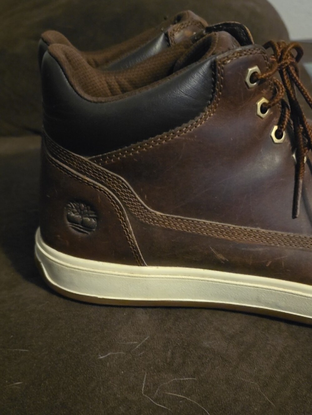 Men's Timberland Brown Leather Lace-Up Boots - Picture 3 of 4